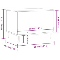 Produktbild för Soffbord vit högglans 60x44,5x45 cm konstruerat trä