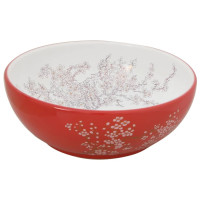 Produktbild för Handfat vit och röd rund Φ41x14 cm keramik