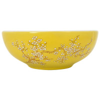 Produktbild för Handfat vit och gul rund Φ41x14 cm keramik