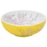 Produktbild för Handfat vit och gul rund Φ41x14 cm keramik