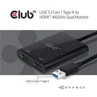 Produktbild för CLUB3D USB A to HDMI™ 2.0 Dual Monitor 4K 60Hz