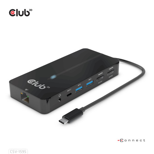 Club 3D CLUB3D CSV-1595 dockningsstationer för bärbara datorer USB 3.2 Gen 1 (3.1 Gen 1) Type-C Svart