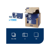 Produktbild för Servett TORK Lunch 3-lags m.blå 150/fp
