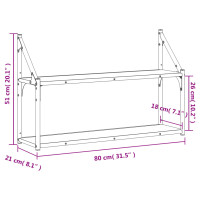 Produktbild för Vägghylla 2 hyllor svart 80x21x51 cm konstruerat trä