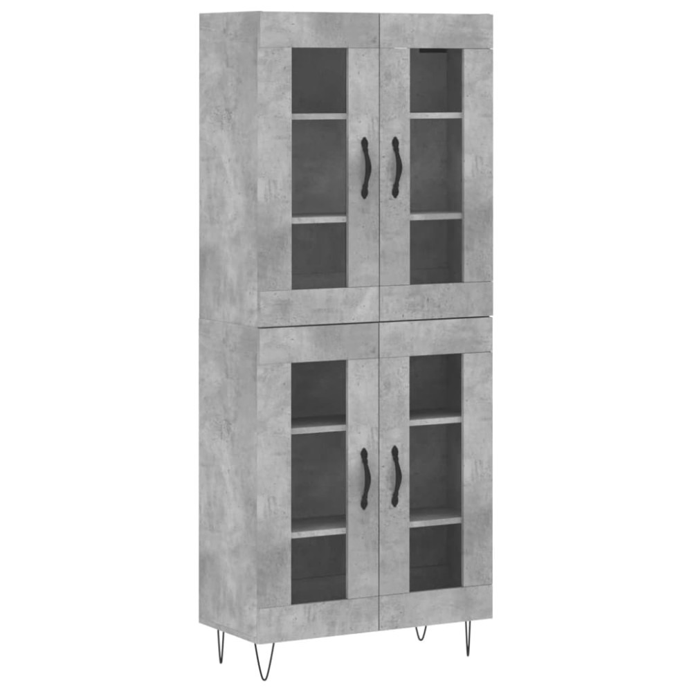 Produktbild för Högskåp betonggrå 69,5x34x180 cm konstruerat trä