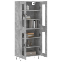 Produktbild för Högskåp betonggrå 69,5x34x180 cm konstruerat trä