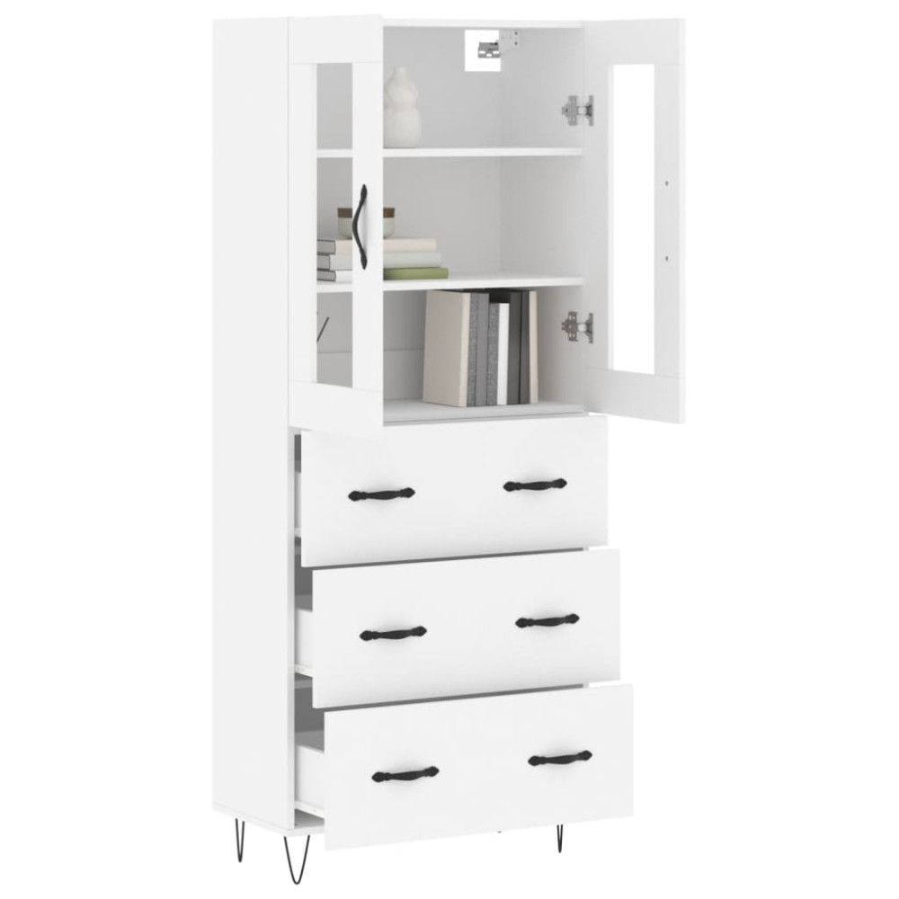Produktbild för Högskåp vit 69,5x34x180 cm konstruerat trä