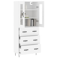 Produktbild för Högskåp vit 69,5x34x180 cm konstruerat trä