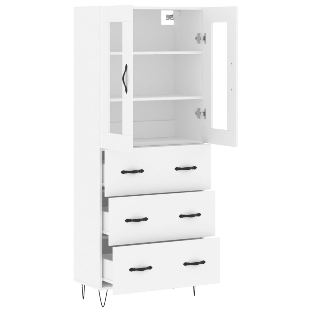 Produktbild för Högskåp vit 69,5x34x180 cm konstruerat trä