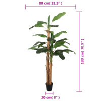 Produktbild för Konstgjord bananträd 19 blad 180 cm grön