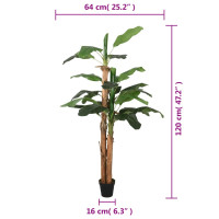 Produktbild för Konstväxt bananträd 9 blad 120 cm grön