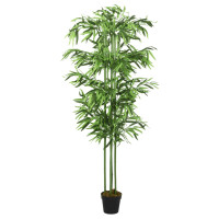 Produktbild för Konstväxt bambu 384 blad 120 cm grön