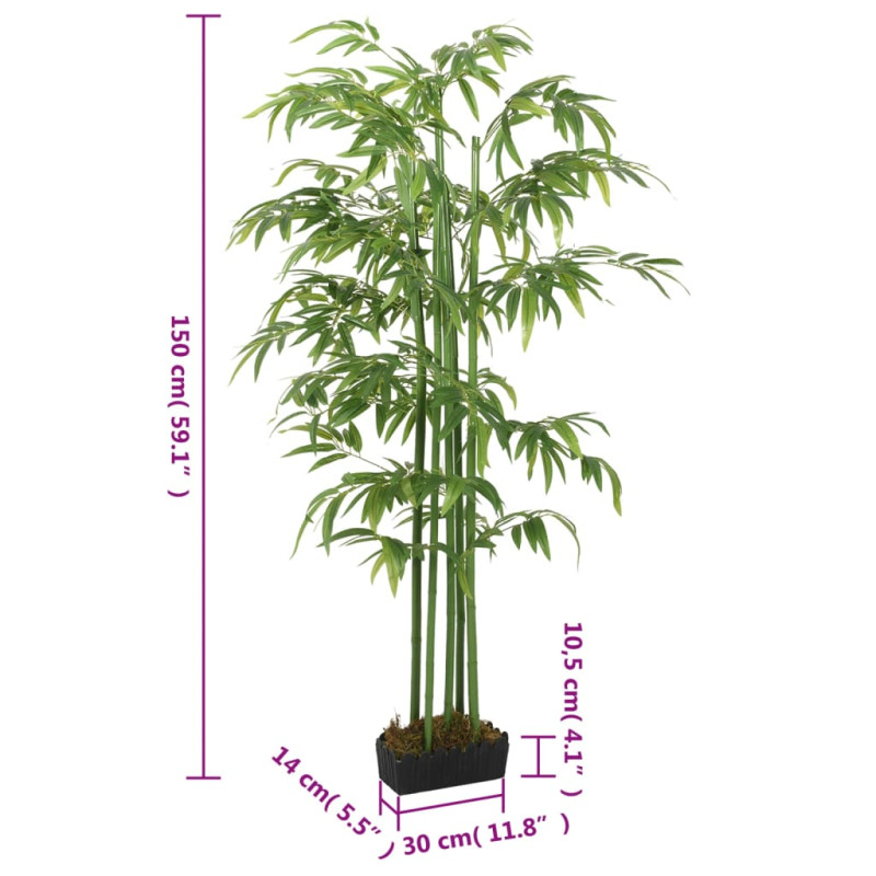 Produktbild för Konstväxt bambu 576 blad 150 cm grön