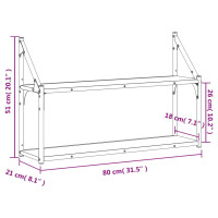 Produktbild för Vägghylla 2 hyllor brun ek 80x21x51 cm konstruerat trä