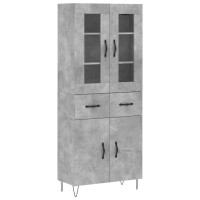 Produktbild för Högskåp betonggrå 69,5x34x180 cm konstruerat trä