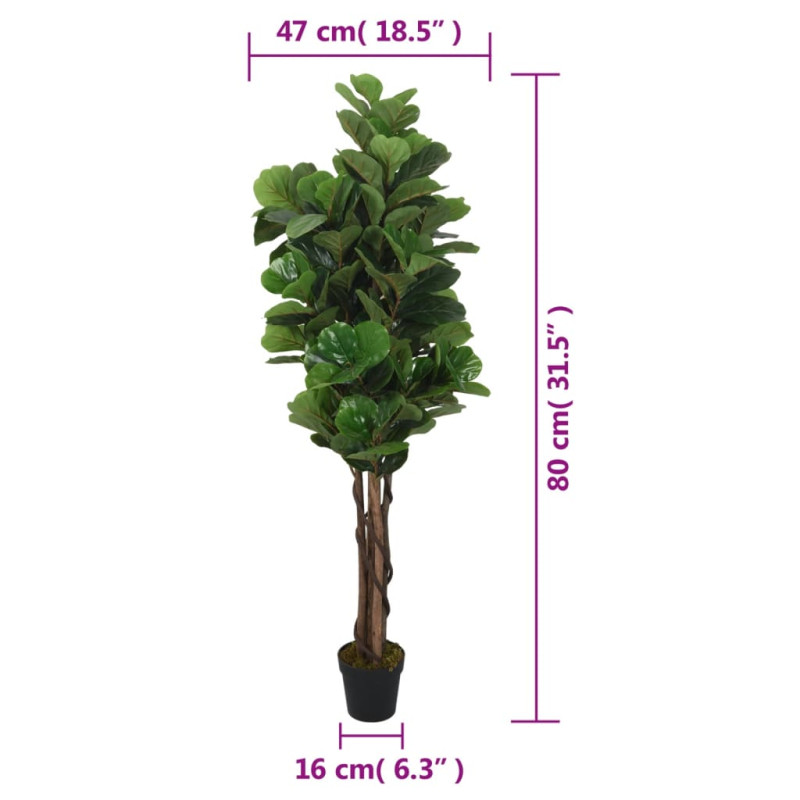 Produktbild för Konstväxt fikonträd 96 blad 80 cm grön