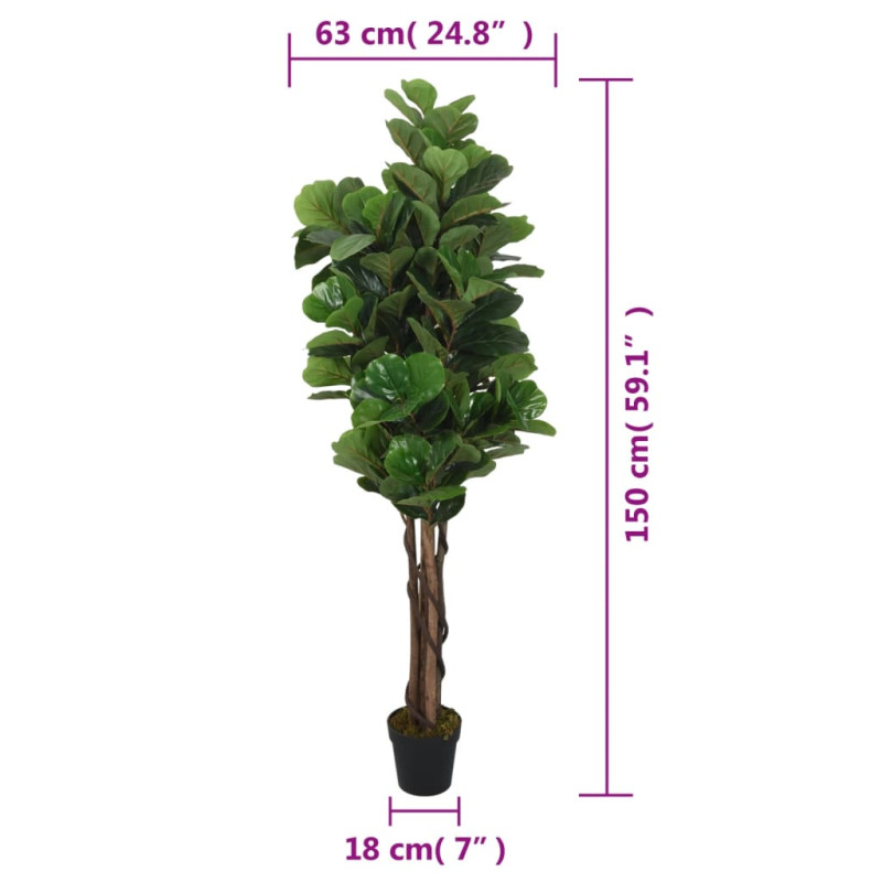 Produktbild för Konstväxt fikonträd 180 blad 150 cm grön