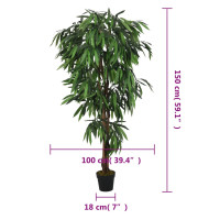 Produktbild för Konstväxt mangoträd 600 blad 150 cm grön
