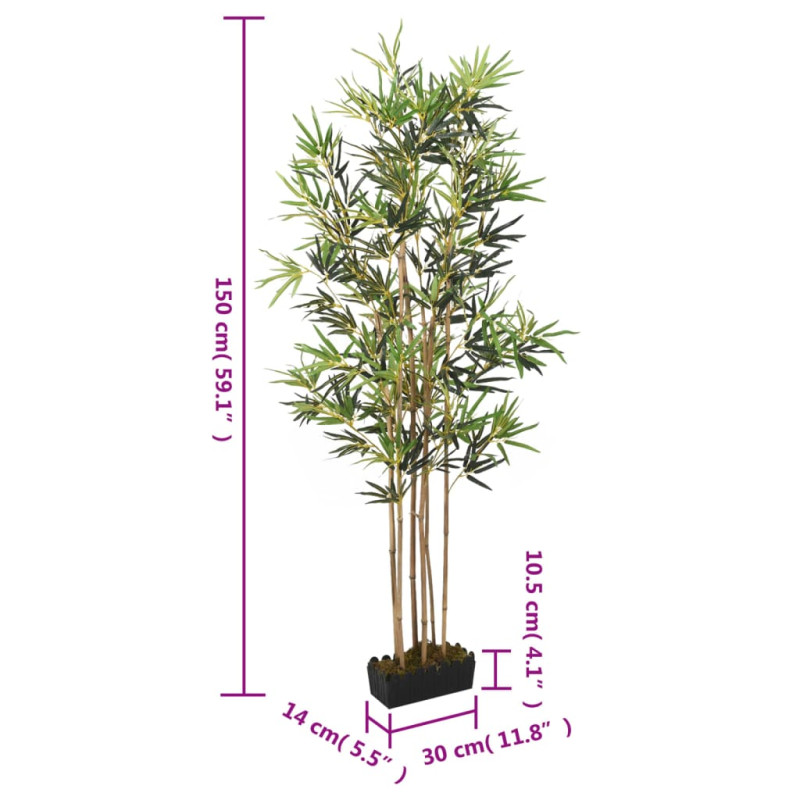 Produktbild för Konstväxt bambu 828 blad 150 cm grön