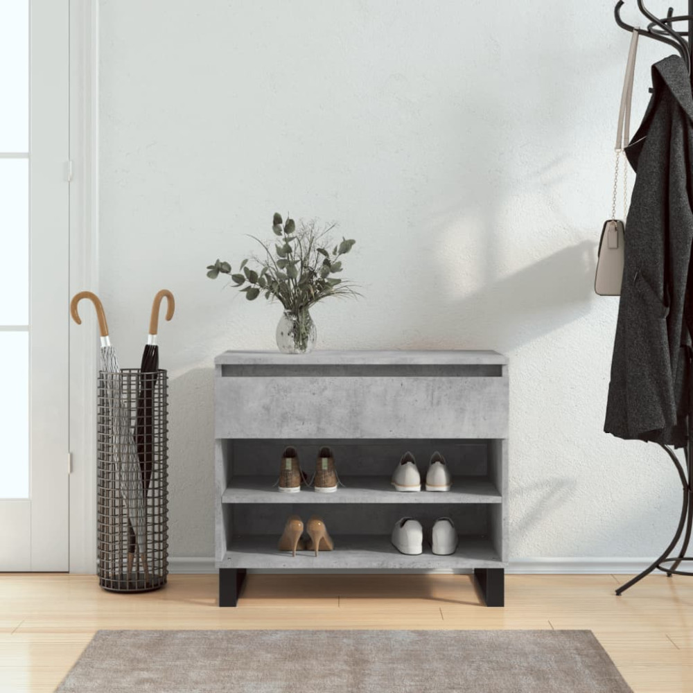 Produktbild för Skoskåp betonggrå 70x36x60 cm konstruerat trä