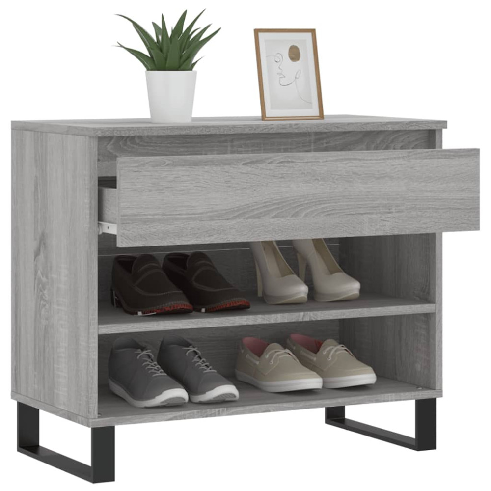 Produktbild för Skoskåp betonggrå 70x36x60 cm konstruerat trä