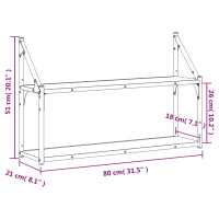 Produktbild för Vägghylla 2 hyllor sonoma-ek 80x21x51 cm konstruerat trä