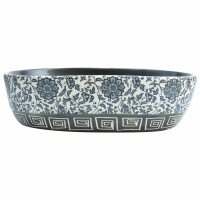 Produktbild för Handfat svart och blå oval 47x33x13 cm keramik