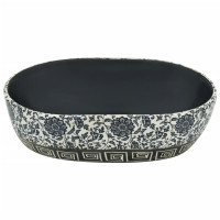 Produktbild för Handfat svart och blå oval 47x33x13 cm keramik