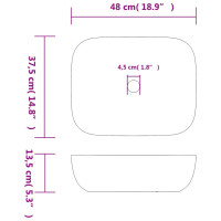 Produktbild för Handfat grå och svart rektangulär 48x37,5x13,5 cm keramik