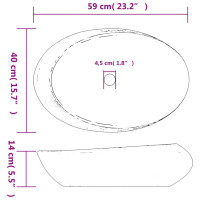 Produktbild för Handfat grå och svart oval 59x40x14 cm keramik