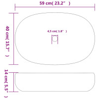 Produktbild för Handfat brun och blå oval 59x40x14 cm keramik