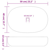 Produktbild för Handfat grå och svart oval 59x40x14 cm keramik