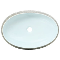 Produktbild för Handfat grå och blå oval 59x40x15 cm keramik