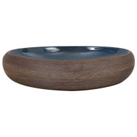 Produktbild för Handfat brun och blå oval 59x40x15 cm keramik