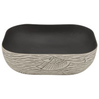 Produktbild för Handfat grå och svart rektangulär 48x37,5x13,5 cm keramik