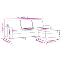 Produktbild för 3-sitssoffa med fotpall Gräddvit 180 cm tyg