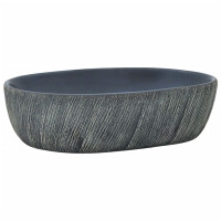 Produktbild för Handfat svart och grå oval 47x33x13 cm keramik