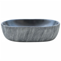 Produktbild för Handfat svart och grå oval 47x33x13 cm keramik