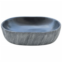 Produktbild för Handfat svart och grå oval 47x33x13 cm keramik