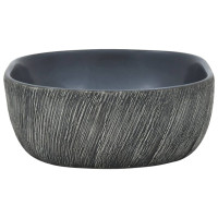 Produktbild för Handfat svart och grå oval 47x33x13 cm keramik