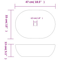 Produktbild för Handfat svart och grå oval 47x33x13 cm keramik
