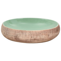 Produktbild för Handfat grön och brun oval 59x40x15 cm keramik