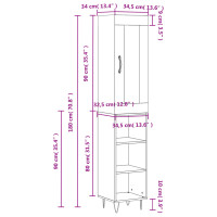 Produktbild för Högskåp vit 34,5x34x180 cm konstruerat trä