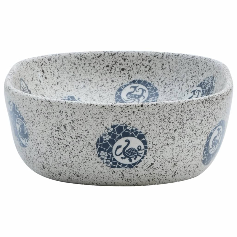 Produktbild för Handfat grå och blå oval 47x33x13 cm keramik