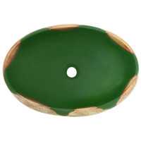 Miniatyr av produktbild för Handfat grön och brun oval 59x40x15 cm keramik