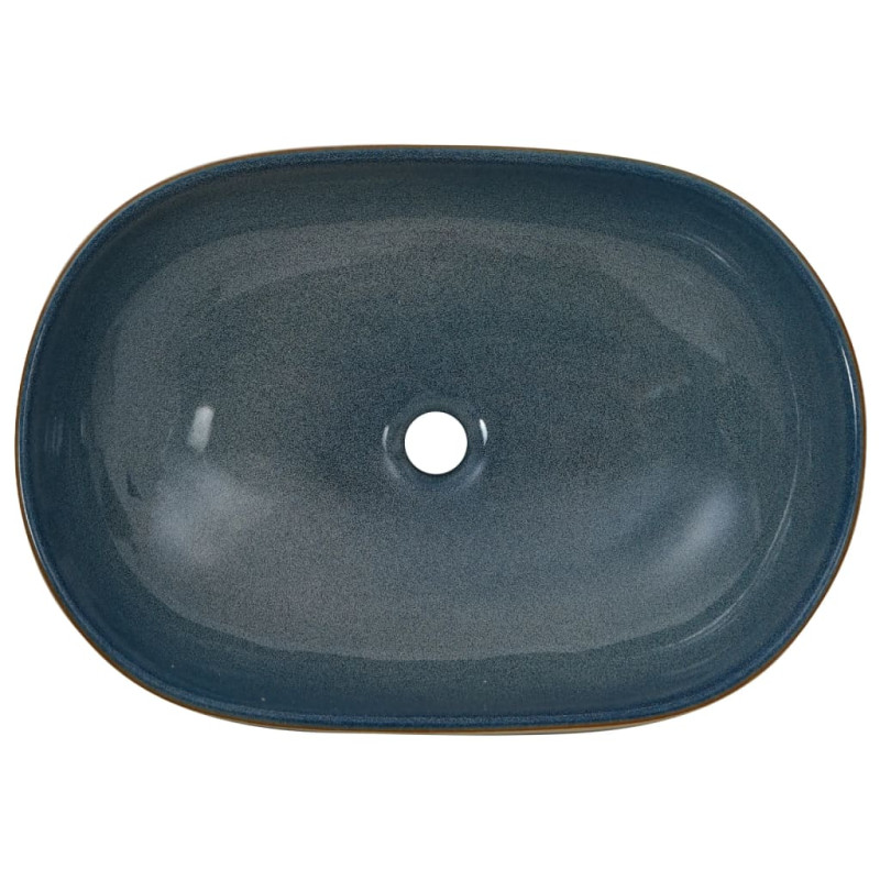 Produktbild för Handfat sand och blå oval 59x40x14 cm keramik