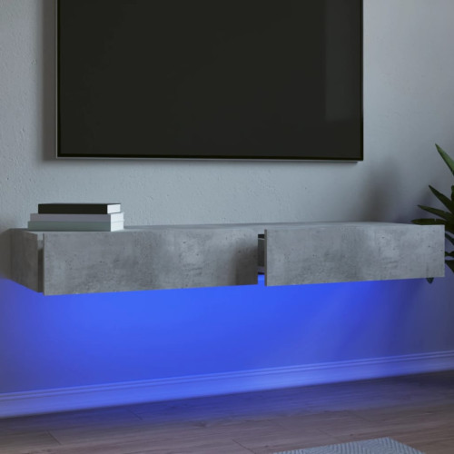 vidaXL TV-bänk med LED-belysning 2 delar betonggrå 60x35x15,5 cm