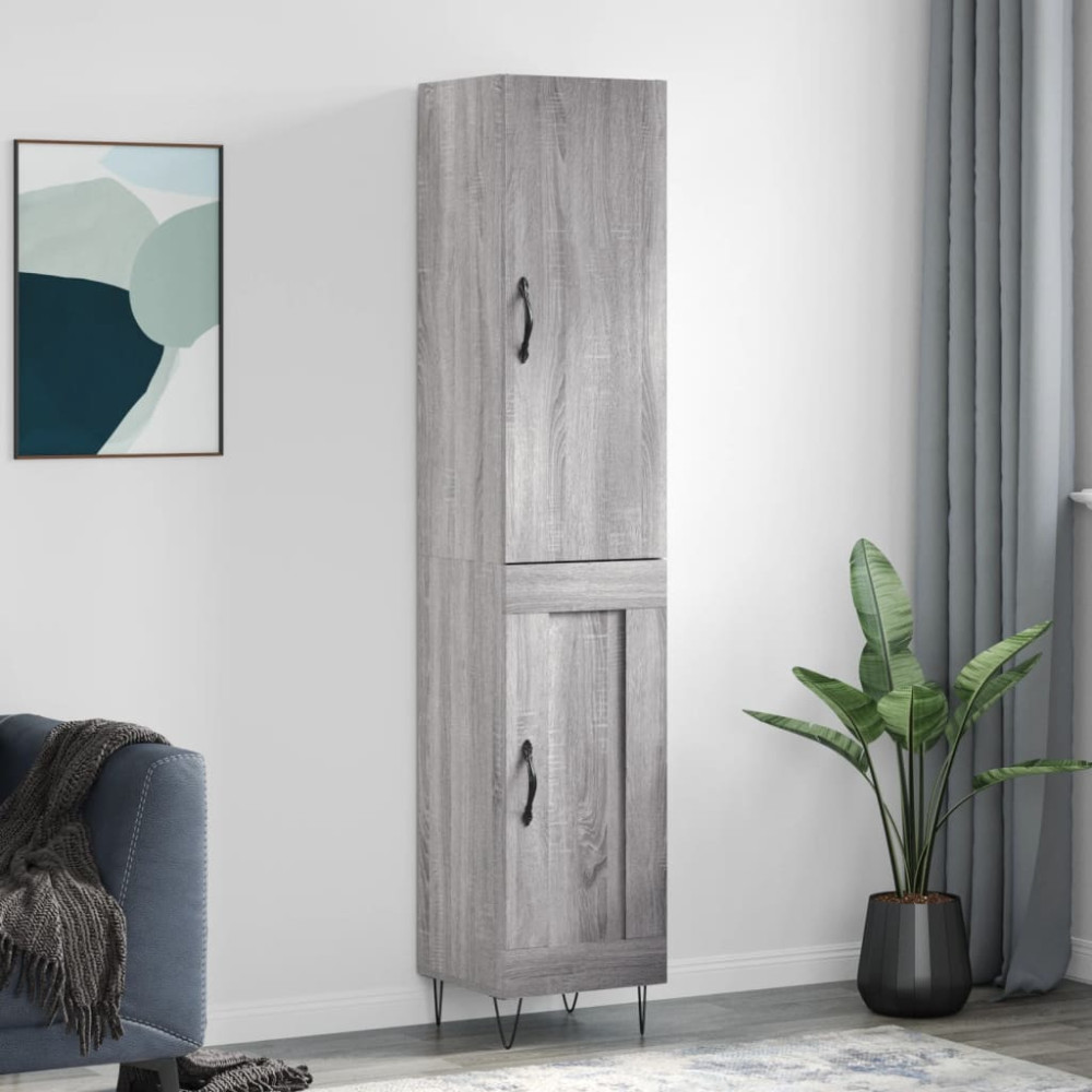 Produktbild för Högskåp grå sonoma 34,5x34x180 cm konstruerat trä