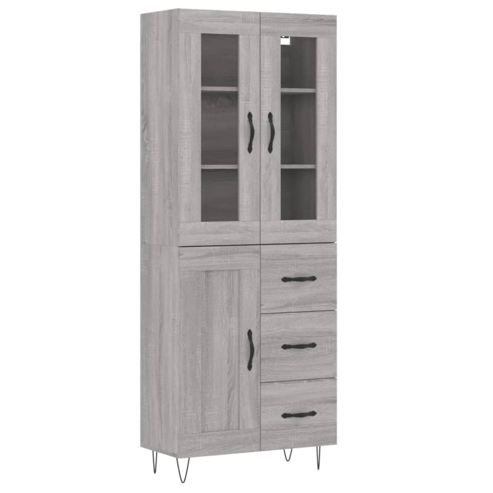 Produktbild för Högskåp Grå Sonoma 69,5x34x180 cm konstruerat trä