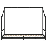 Produktbild för Sängram för barnsäng svart 2x(90x200) cm massiv furu